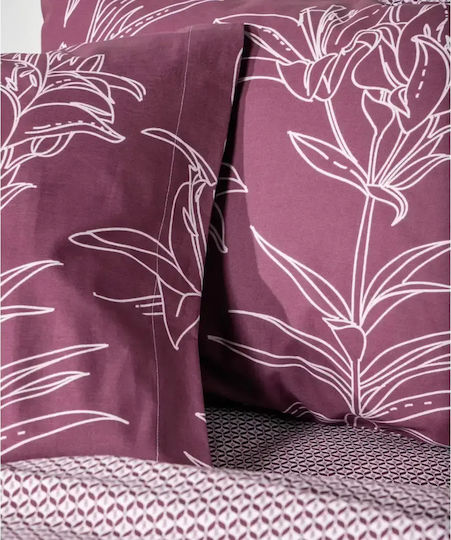 Kentia Saporo King Size Bed Sheet Set 270x270cm Bordeaux - Pink (4pcs)