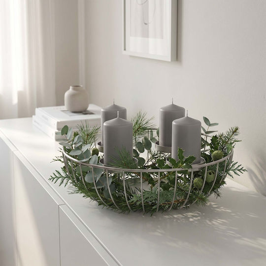 Relaxdays Suport Metalic Gri pentru Lumânare de Crăciun 10x33 cm