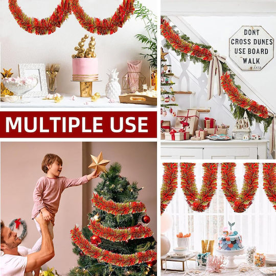 Shiny Illuminated Christmas Garland Red 4 Pieces