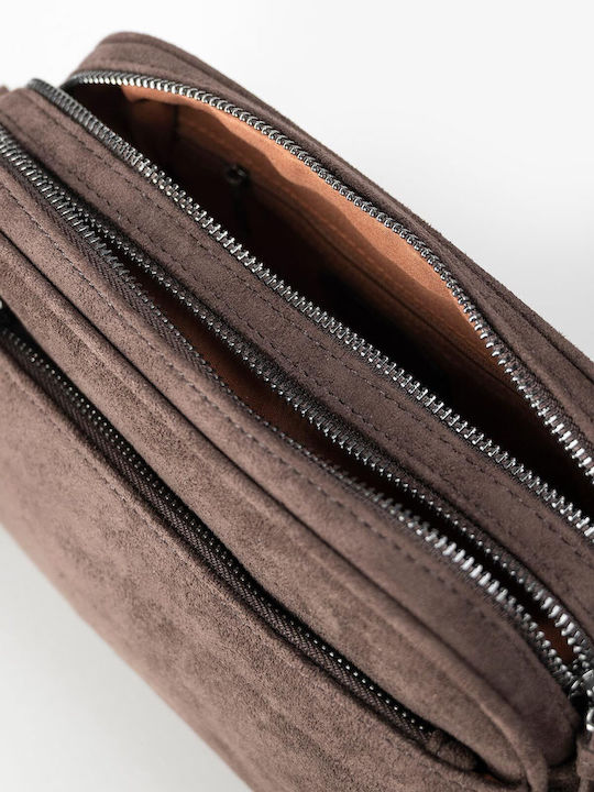 Damen-Crossbodytasche aus braunem Wildleder