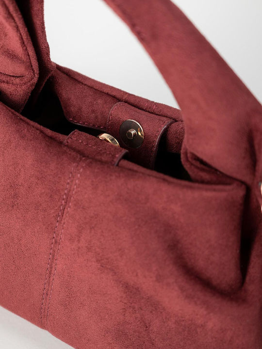 Damenhandtasche / Crossbody-Tasche aus bordeauxfarbenem Wildleder