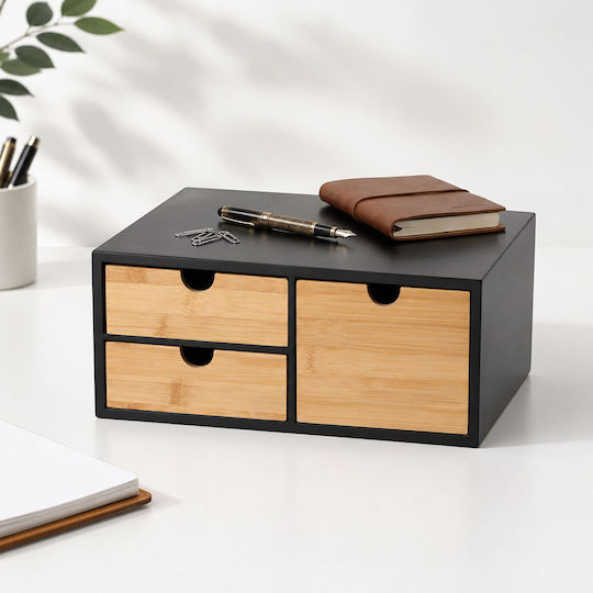 Relaxdays Sertar de Birou cu 3 Compartimente 21x13.5x33 cm Negru