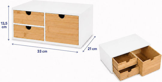 Relaxdays Sertar de Birou cu 3 Compartimente 21x13.5x33cm Alb