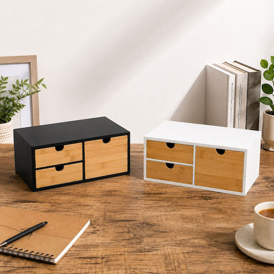 Relaxdays Sertar de Birou cu 3 Compartimente 21x13.5x33 cm Negru