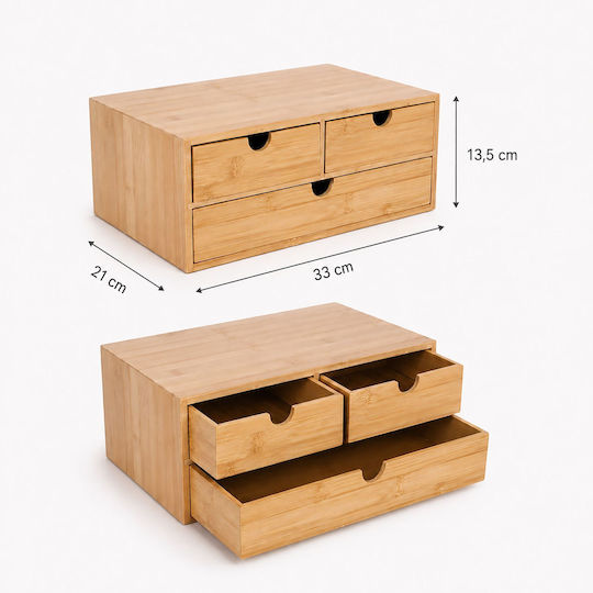 Relaxdays Sertar de Birou 33x21x13.5cm Maro