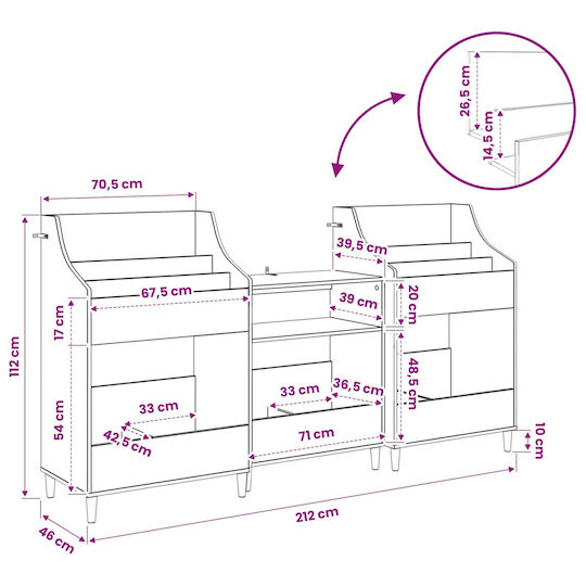 Set de Rafturi pentru Suporturi Media, 3 Buc., Stejar Sonoma, 212 x 46 x 112 cm, 3434653, Maro