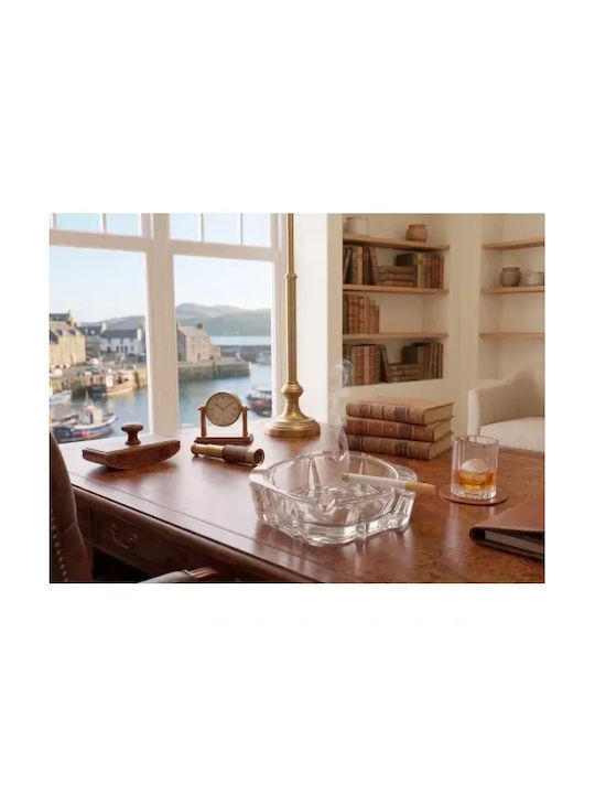 Set 6 Elegant Square Glass Ashtrays 4 Cigarette Rests Transparent