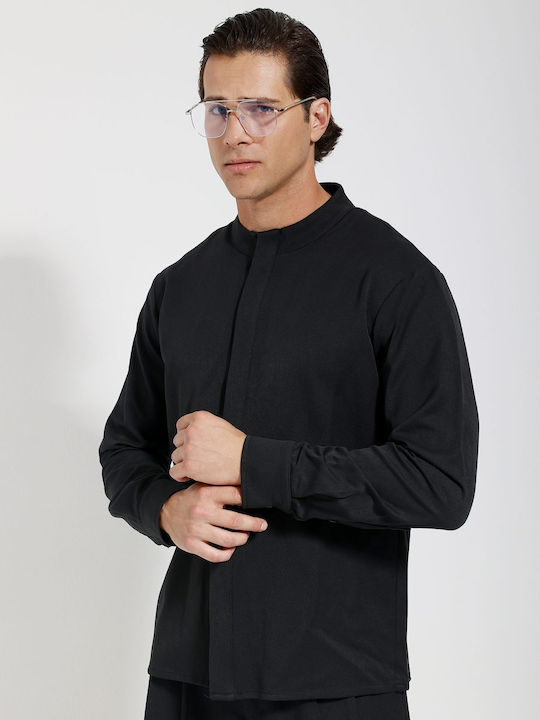Μακρυμάνικo Overshirt Μαύρο