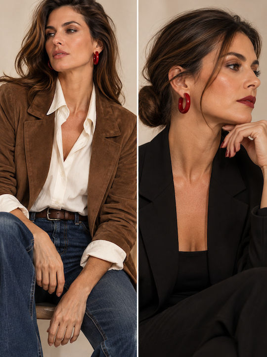 Retro Chic Red Metal Hoops