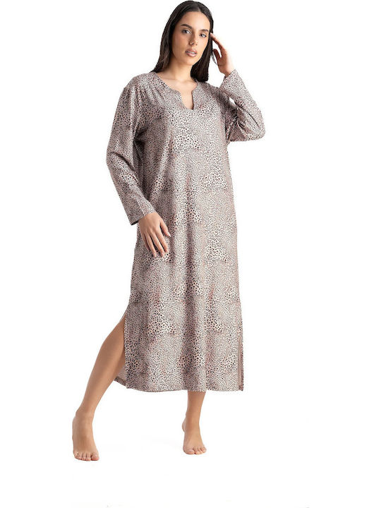 Relax Anatomic Winterliches Damen-Nachthemd Braun 3426018-Braun Relax Anatomic Winterliches Damen-Nachthemd Braun 3426018-Braun