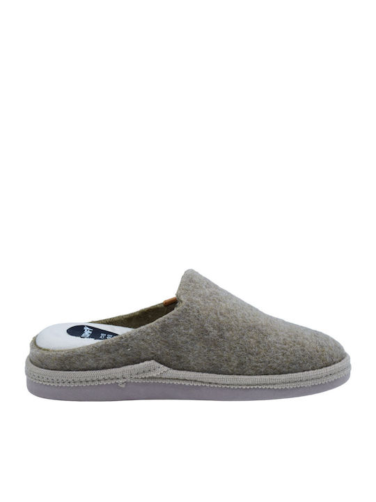 Anatomische Hausschuhe mit Fell Beige