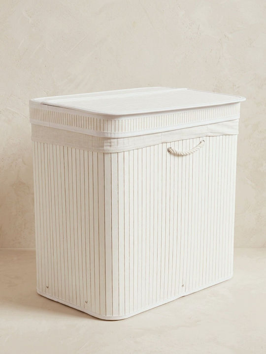 Atmosphera Coș de Rufe din Bambus 150 l cu Capac 63x43x60 cm Alb