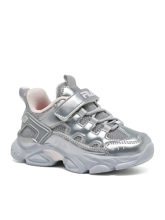 Memory Spinel V Kids Sneakers with Hook and Loop Closure Silver