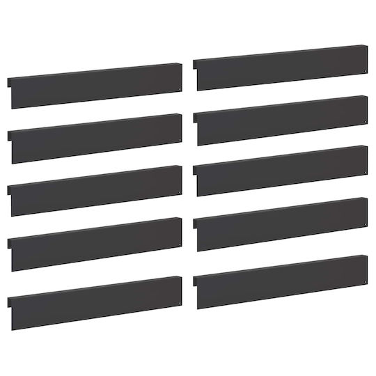 Garden Fence Cover Profiles 10 Pcs 100 x 5 x 15 cm Steel Black 8012935 Black