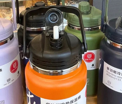 Μπουκάλι Θερμός Ανοξείδωτο / Πλαστικό 4.6lt Purple με Καλαμάκι και Λαβή