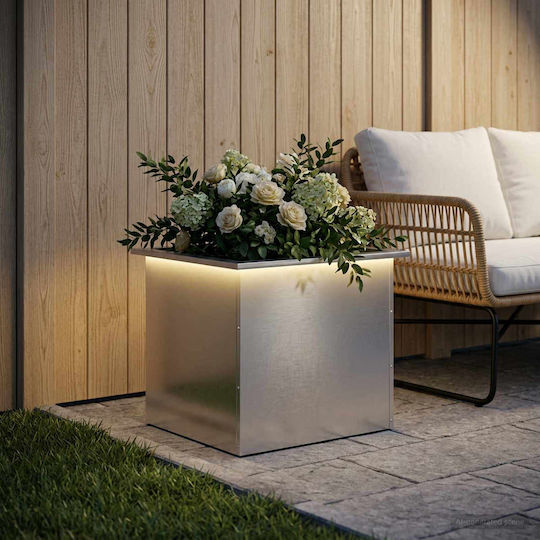vidaXL Metal Planter Box Silver 50x60x48 cm