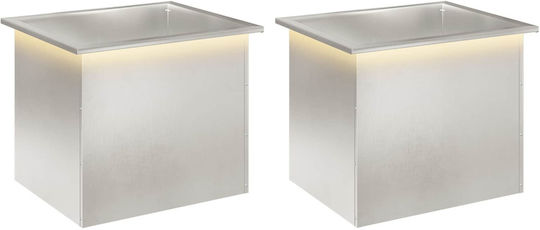 vidaXL Set of 2 Silver Metal Planter Boxes
