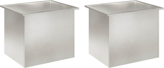 vidaXL Set of 2 Silver Metal Planter Boxes