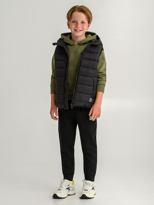 BodyTalk Kids' Sports Sleeveless Short Hooded Jacket Black
