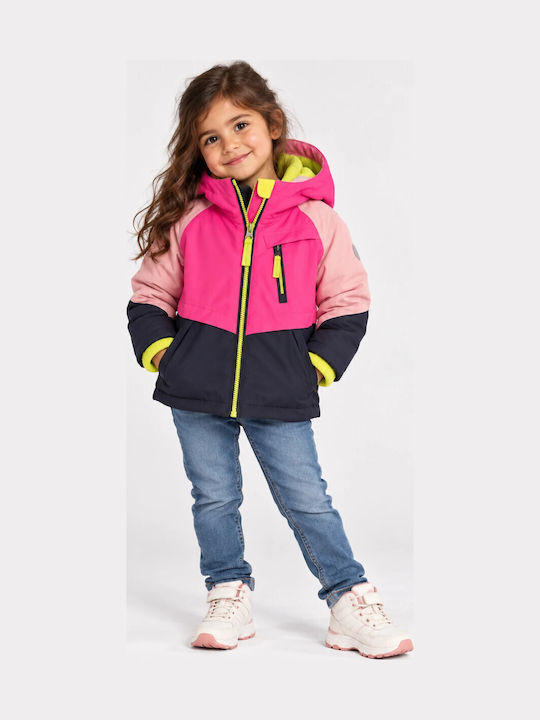 Fisw 31 Waterproof Short Kids’ Coat, Windproof, Lined & Hooded, Pink