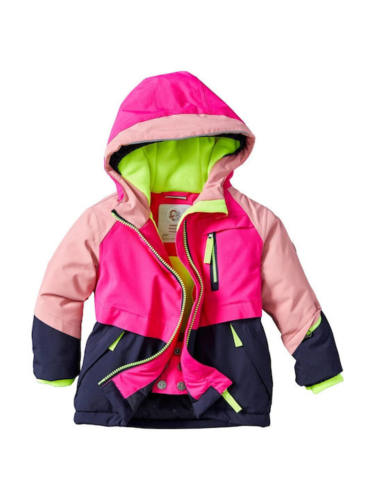 Fisw 31 Waterproof Short Kids’ Coat, Windproof, Lined & Hooded, Pink