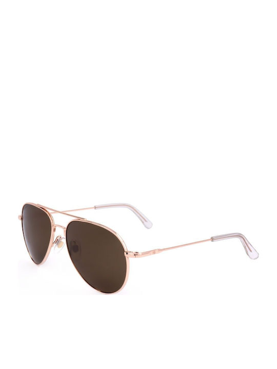 American Optical Unisex Sunglasses with Rose Gold Metallic Frame and Brown Lens