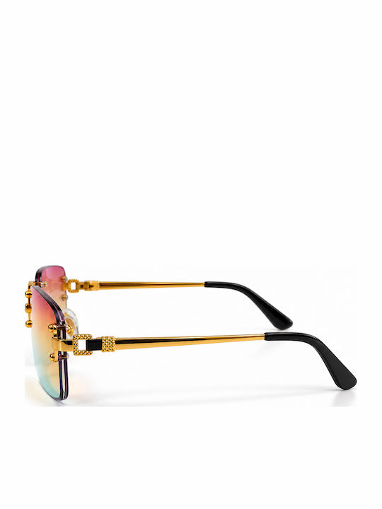 Unisex Γυαλιά Ηλίου με Μεταλλικό Σκελετό Gold / Pink Blue Ντεγκραντέ