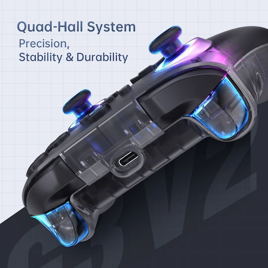 G3 V2 cu Stație de Încărcare Gamepad Wireless pentru Android / PC / Switch / iOS Alb