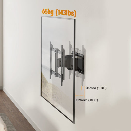 Maclean Energy MC-881 N Βάση Τηλεόρασης Τοίχου έως 90" και 65kg Μαύρο