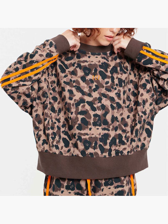 Damen-Sweatshirt Braun Leopard