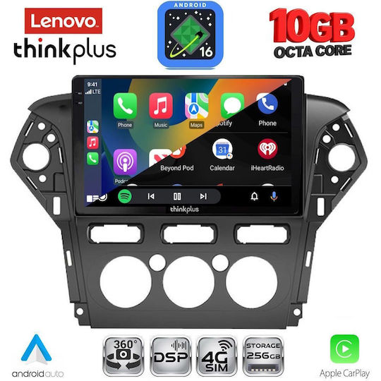 Lenovo Auto-Audiosystem für BMW X2 / X6 Ford Mondeo 2011–2013 mit A/C (Bluetooth/USB/WiFi/GPS/Apple CarPlay/Android Auto) mit 10" Touchscreen