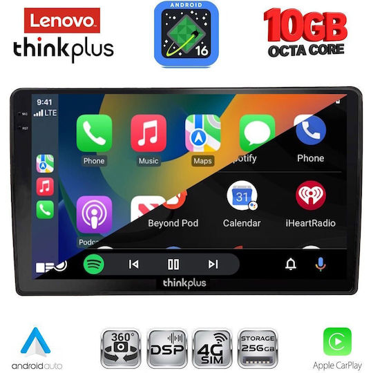 Lenovo Auto-Audiosystem für BMW X2 / X6 und Audi A4 2008–2015 (Bluetooth/USB/WLAN/GPS/Apple CarPlay/Android Auto) mit 10-Zoll-Touchscreen