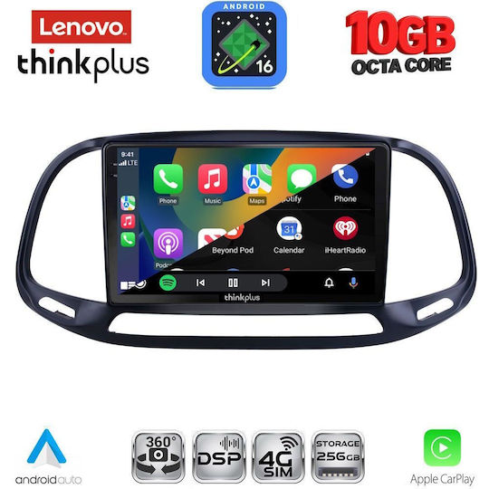 Lenovo Auto-Audiosystem für Opel Combo Fiat Doblo BMW X2 / X6 2015–2018 (Bluetooth/USB/Wi-Fi/GPS/Apple CarPlay/Android Auto) mit 9-Zoll-Touchscreen