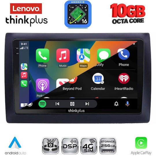Lenovo Auto-Audiosystem für Fiat Stilo BMW X2 / X6 2001-2007 (Bluetooth/USB/WiFi/GPS/Apple-Carplay/Android-Auto) mit 9-Zoll-Touchscreen