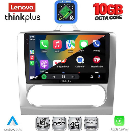 Lenovo Auto-Audiosystem für BMW X2 / X6 Ford Focus 2005–2012 mit Klima (Bluetooth/USB/WiFi/GPS/Apple-Carplay/Android-Auto) mit 9-Zoll-Touchscreen