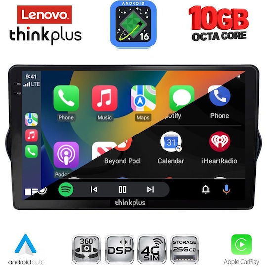 Lenovo Auto-Audiosystem für Fiat Tipo BMW X2 / X6 2015–2023 (Bluetooth/USB/WiFi/GPS/Apple-CarPlay/Android-Auto) mit 9"-Touchscreen