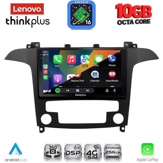 Lenovo Auto-Audiosystem für BMW X2 / X6 und Ford S-Max 2006–2014 mit Klima (Bluetooth/USB/WiFi/GPS/Apple CarPlay/Android Auto) mit 9-Zoll-Touchscreen