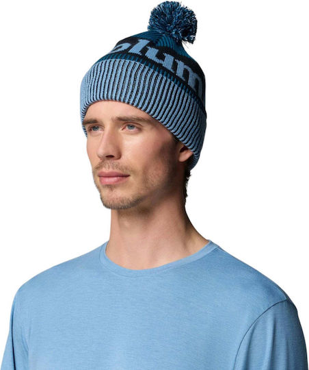 Polar Powder III Pom Pom Beanie Unisex Fleece Knitted Beanie in Blue