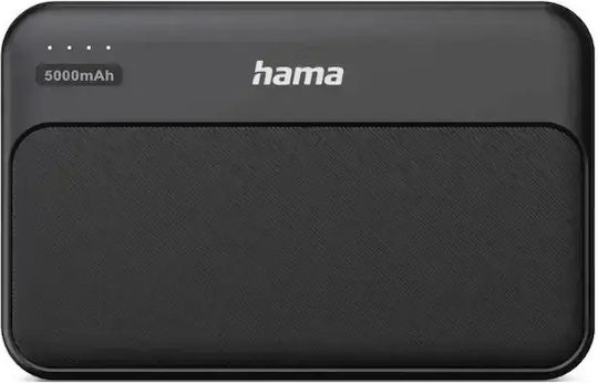 HAMA Pocket 5 Power Bank 5000mAh 10.5W με 2 Θύρες USB-A Γκρι