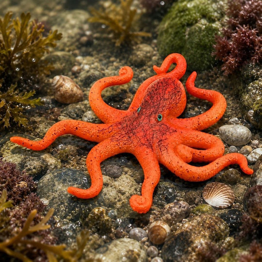 Leantoys Rubber Figure Octopus Stretchy Realistic Sea Animal 12cm