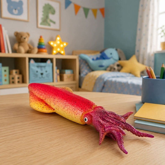 Leantoys Figure Squid Rubber Stretchy Realistic Sea Animal 14 Cm