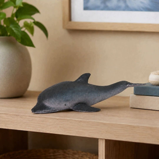 Leantoys Realistic Soft Rubber Dolphin Figure TPR Dark Grey 17.5 Cm