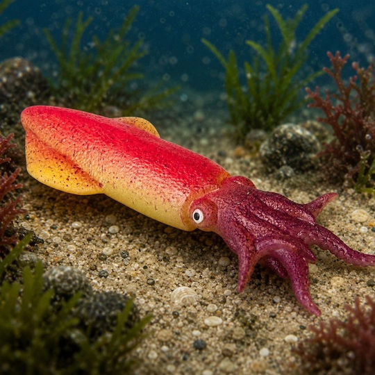 Leantoys Figure Squid Rubber Stretchy Realistic Sea Animal 14 Cm