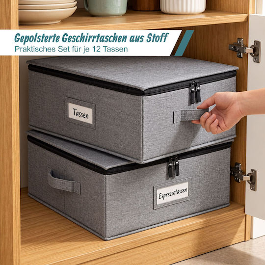 Relaxdays Fabric Storage Box with Lid Grey 2 Pieces