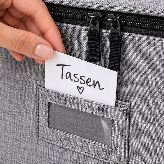 Relaxdays Fabric Storage Box with Lid Grey 2 Pieces