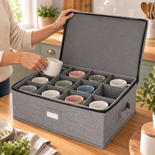 Relaxdays Fabric Storage Box with Lid Grey 2 Pieces