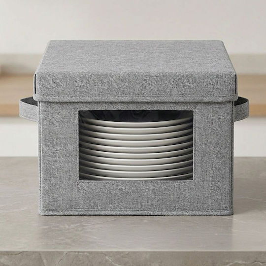 Relaxdays Stoff-Aufbewahrungsbox mit Deckel Grau 20.5x30.5x30.5cm 2 Stück