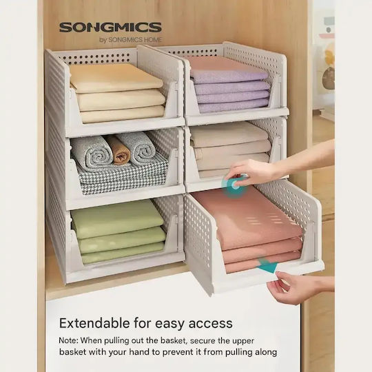 Songmics Plastic Clothes Organizer in White 66x53.5x43cm 6 Pieces