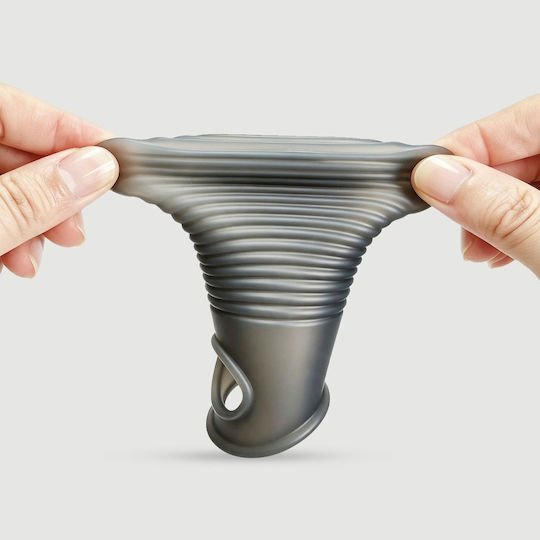 Elastische Silikon-Penishülle mit Rippen Flexible Ribbed Silicone Penis Sleeve 17,6 cm Schwarz