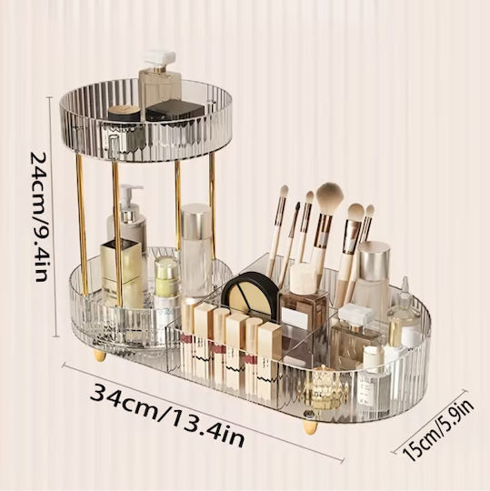 Suport Rotativ de Organizare a Cosmeticelor pe Niveluri Transparent 34x24x15cm Suport Rotativ de Organizare a Cosmeticelor pe Niveluri Transparent 34x24x15cm